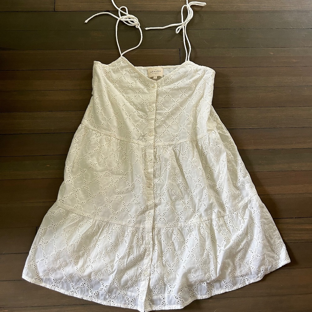Sezane Felicie Ivory Eyelet Dress